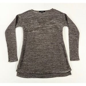 Ellen Tracy Marled‎ Knit Tunic Sweater Brown Space Dye Pullover Women's Size S